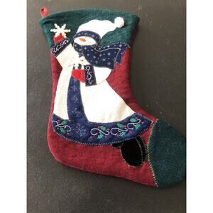 Prima Creations Embroidered Christmas Stocking Snowman Metallic Thread Plushy T